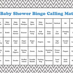 30 Baby Shower Bingo Cards Blue Gray Printable Party Baby Boy Instant Download Grey Chevron Blue Baby Feet Baby Shower Gift Bingo B071 image 2