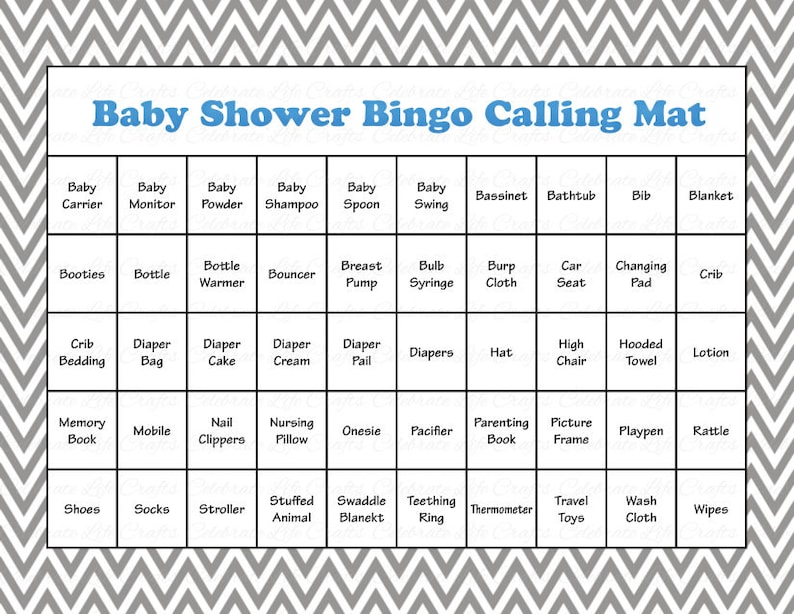 30 Baby Shower Bingo Cards Blue Gray Printable Party Baby Boy Instant Download Grey Chevron Blue Baby Feet Baby Shower Gift Bingo B071 image 2