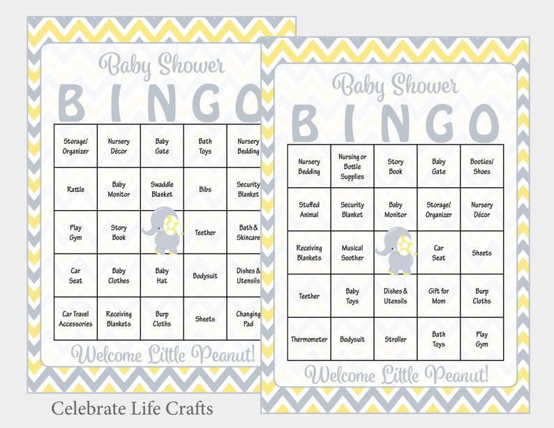 100 Elephant Baby Shower Bingo Cards 100 Prefilled Bingo Etsy