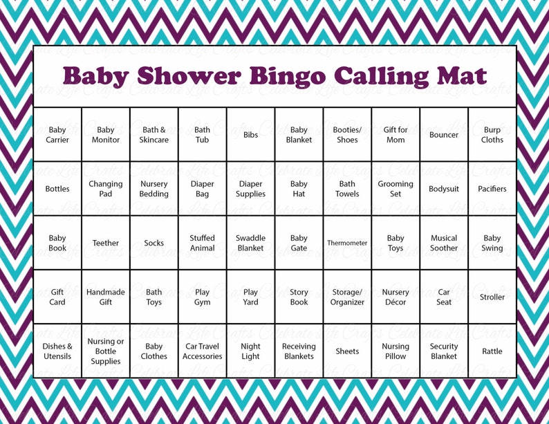 30 Owl Baby Shower Bingo Cards 30 Prefilled Bingo Cards Girl Baby Shower Game Purple Teal Chevron Printable Download B2007 image 3