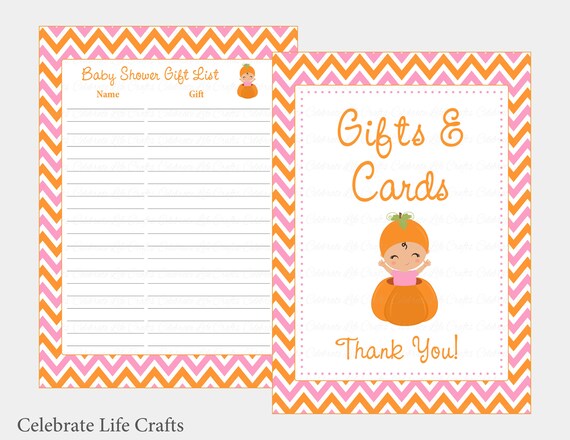Pink Little Pumpkin Baby Shower Gift List Printable Gift Record Pink Little Pumpkin Baby Shower Gift List Printable Gift Record