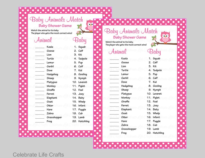 Baby Animals Match Game Printable Baby Shower Game Baby Etsy Baby Animals Match Game Printable Baby Shower Game Baby Etsy