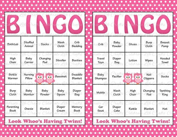 Baby Shower Game 20 Player - BINGO STARS-PINK, Girl, pink stars, games,  party