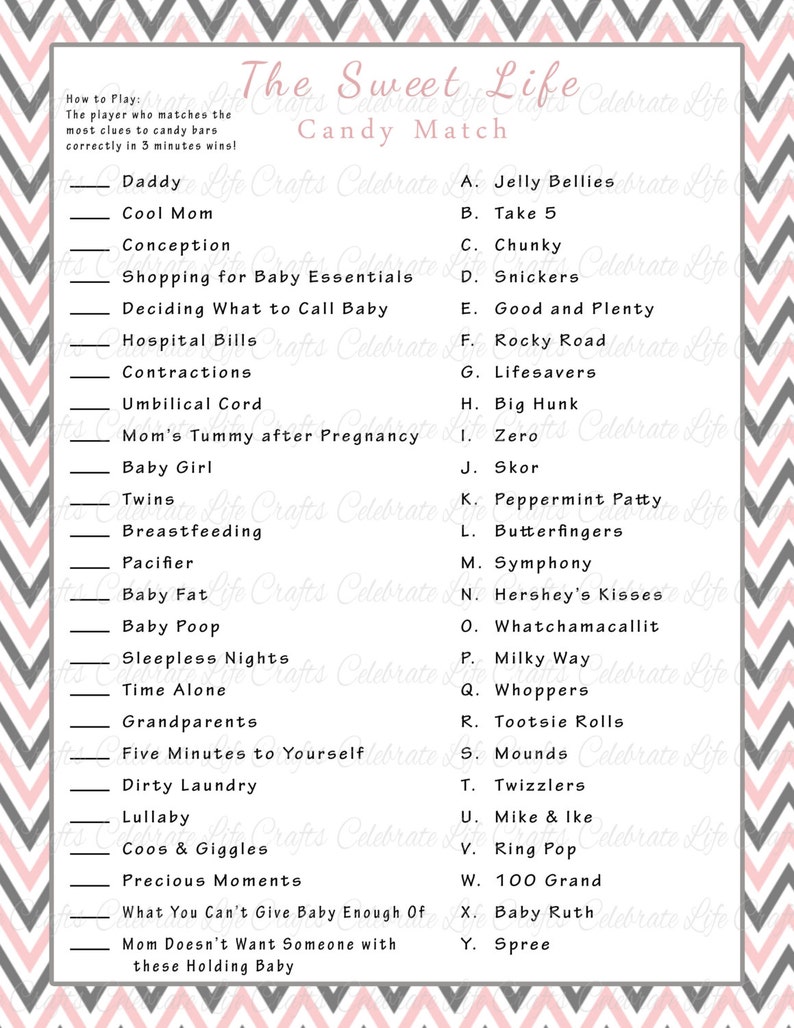 Kid Shower Lovable Lifestyle Sweet Bar Video game Video game - Printable Kid Shower Online games - Red Grey Chevron Little one Female picture regarding Candy Bar Game Printable referred to as Little one Shower Adorable Everyday living Sweet Bar Recreation Match - Printable Child Shower Online games - Red Grey Chevron Youngster Female