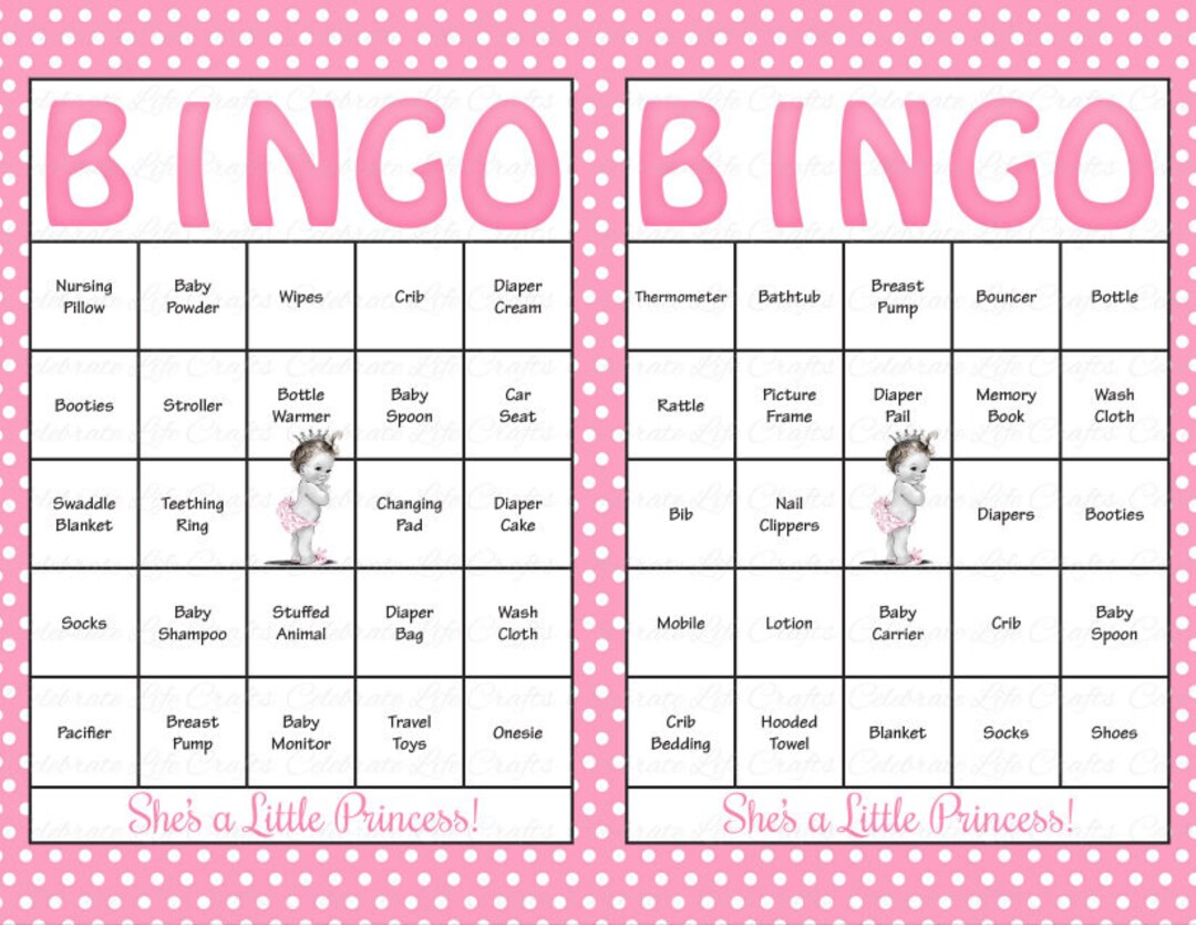 100 Baby Shower Bingo Cards Printable Party Baby Girl Instant Download