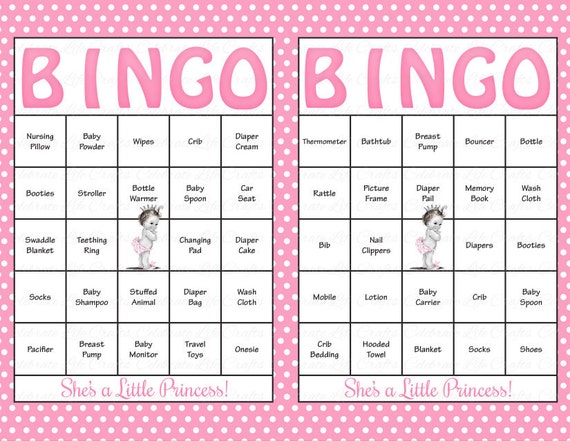 30 Baby Shower Bingo Cards Printable Party Baby Girl Etsy