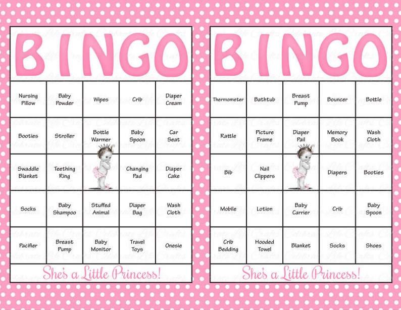 30 Baby Shower Bingo Cards Printable Party Baby Girl Bild 1.
