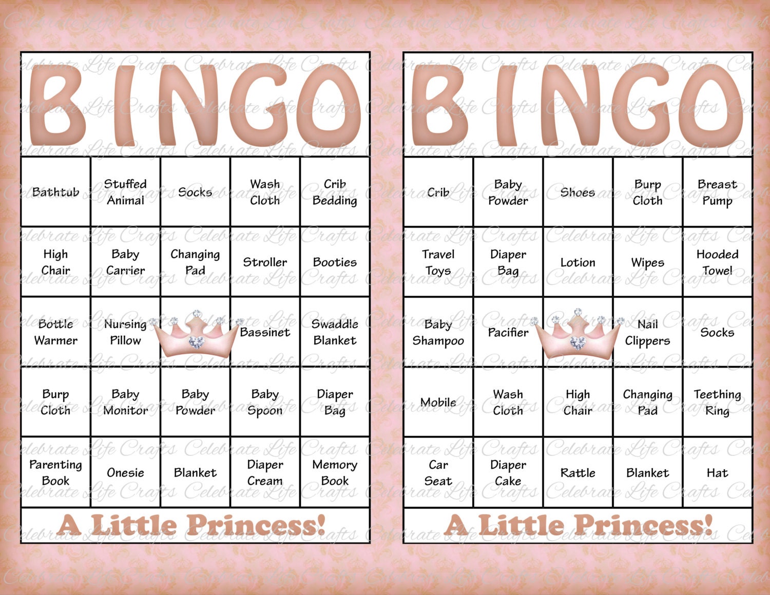 100 Baby Shower Bingo Cards Printable Party Baby Girl - Etsy