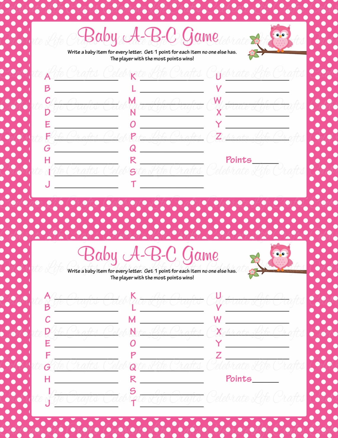Baby Shower Baby ABC Game Printable Baby Shower Games - Etsy