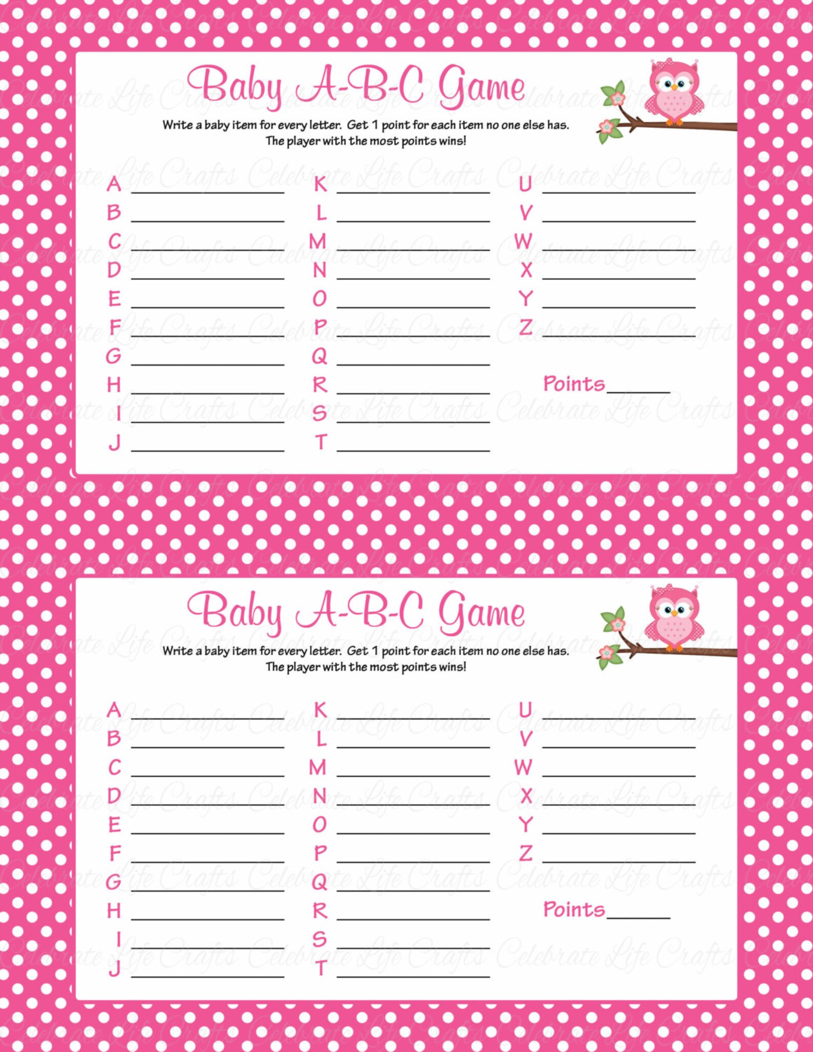 Baby Shower Baby ABC Game Printable Baby Shower Games - Etsy