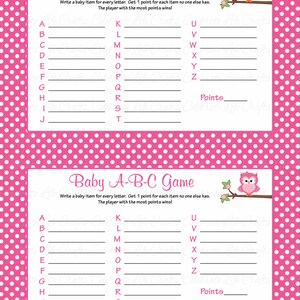Baby Shower Baby ABC Game Printable Baby Shower Games instant Download Baby Shower Baby ABC Game Printable Baby Shower Games instant Download