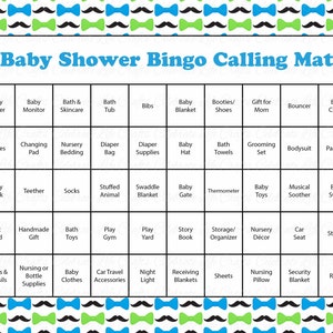 100 Little Man Baby Shower Bingo Cards Prefilled Bingo Cards Boy Baby Shower Game Blue Green Printable Download B1001 image 3