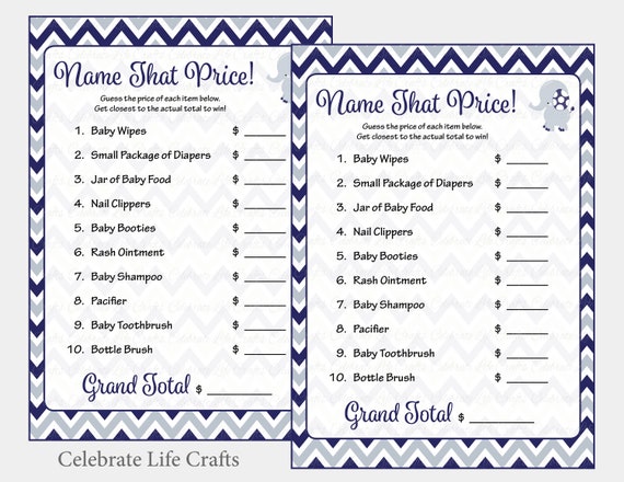 Navy and White Baby Shower Games Package download printables