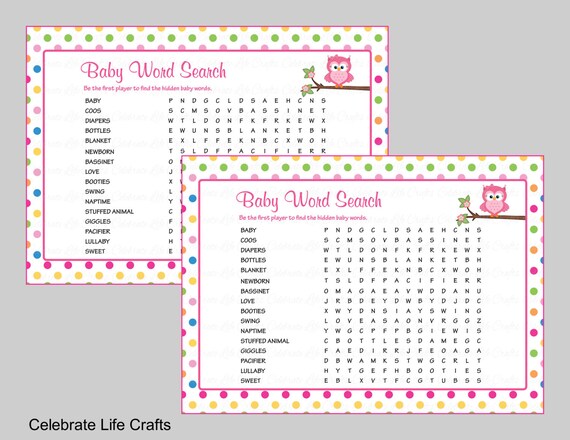 Baby Word Search Baby Shower Game With Answer Key Printable Baby