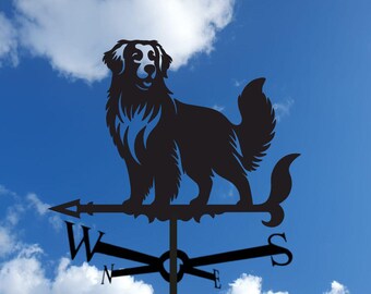 Metalen windwijzer met afbeelding van een Golden Retriever, lasergesneden staal, voor montage op dak of muur.