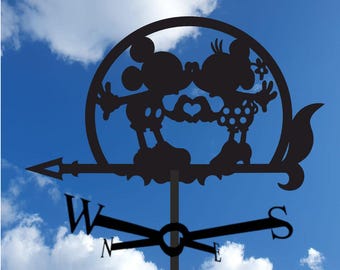 Lasergesneden stalen windwijzer met muizenmotief, geschikt voor montage aan het dak of de muur in de tuin.