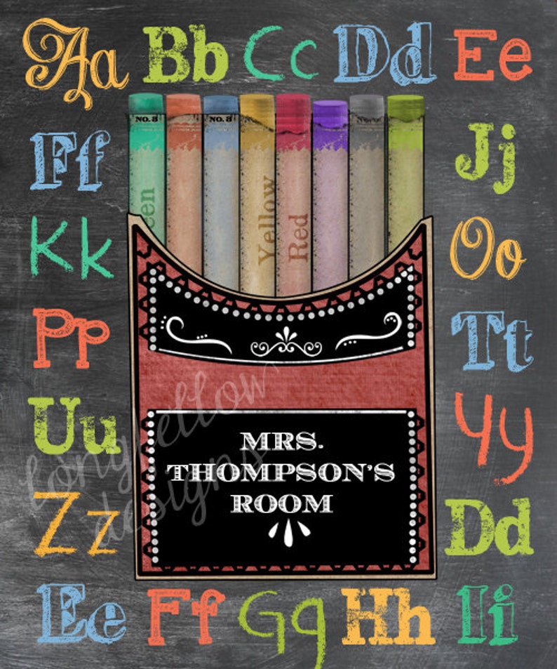 Customized Teacher's Gift Chalkboard Look Print With Etsy