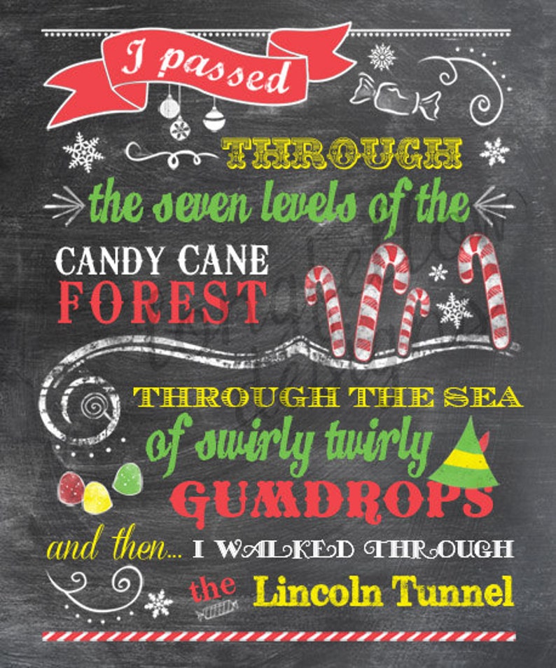 Buddy the Elf Candy Cane Forest Colorful Print Fun for Etsy