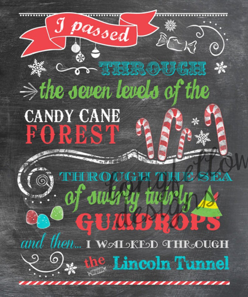 Buddy The Elf Candy Cane Forest Colorful Print Fun For | Etsy
