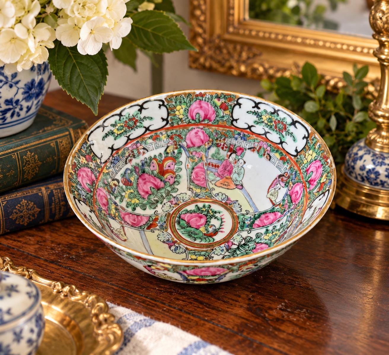 Antique Rose Medallion Bowl - Etsy