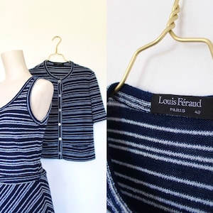 Louis Feraud dress /two pieces set/ tricot/striped/1970&#39;s