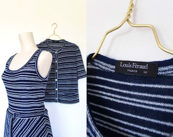 Louis Feraud dress /two pieces set/ tricot/striped/1970's