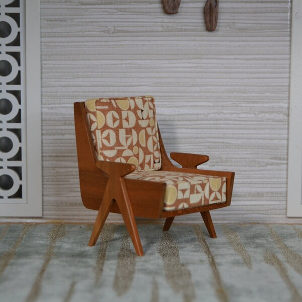 Ensemble Bureau Et Chaise Miniature – Dollhouse 1/12 – Style Milieu De Siècle