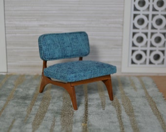 Miniature Mid-Century Modern Styled Low Lounge Chair for a Dollhouse 1:12 Scale