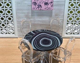 Miniature Jonathan Adler Laminate Dining Table Set - 1:12 Scale