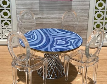 Miniature Jonathan Adler Laminate Dining Table Set - 1:12 Scale