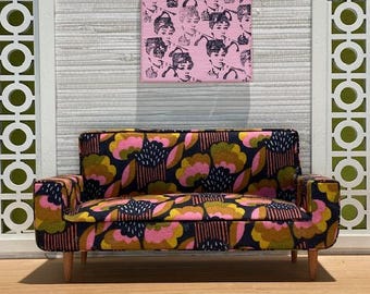 1:12 Scale Miniature Modern Fun Floral Sofa