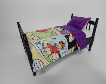 Miniature Twin Bed and Bedding 1:12 Scale