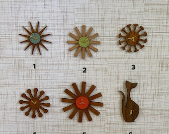 Tiny Atomic Wall Clocks - 1:12 Scale - Miniature Mid-century Modern