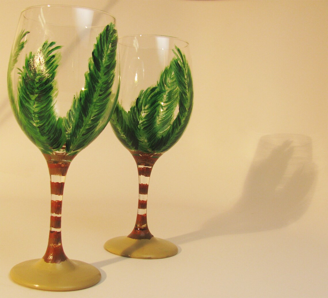 Palm Tree Wine Glasses Etsy