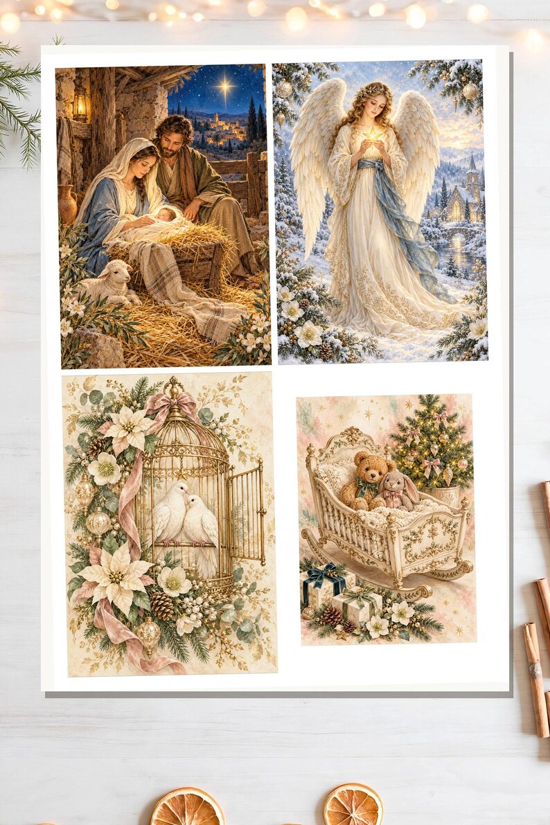 Holy & Gentle Christmas Collage Sheet Decoupage Rice Paper | 4 Designs ...