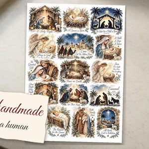 Nativity Collage Decoupage Rice Paper | Christmas Nativity Scenes (A4)