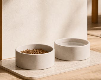 セラミック製犬用ボウル＆猫用ボウル2個セット - 斑点模様のストーンウェア | MOTO