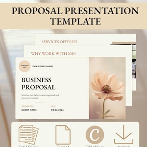 Business Proposal Presentation Template | Canva Pitch Deck (Digital Download)