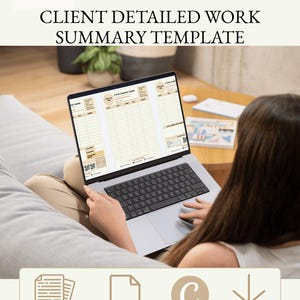 Work Summary Template Canva | Editable Work Log, Service Report (Digital Download)