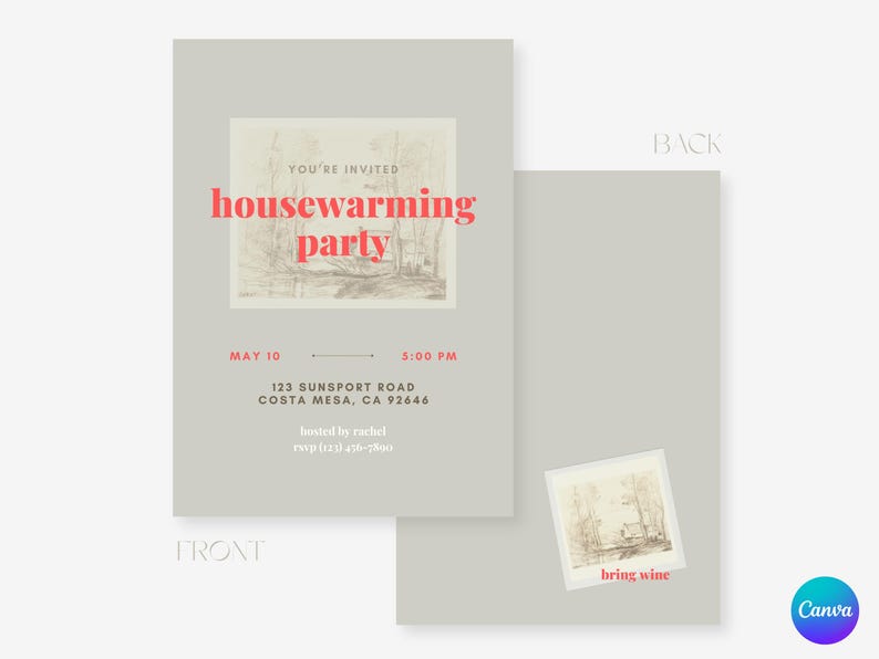 Modern Housewarming Invitation, Editable Party Invite (4x6 or 5x7 ...