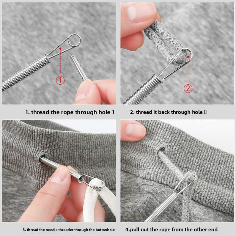 Spring Drawstring Threader Tool | Bendable Elastic Threading Tool | Rope & Cord Threader for Hoodies, Pants Waistbands 1PC or 5PCS image 5