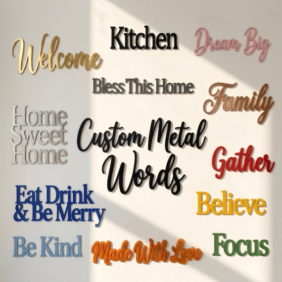Custom Metal Name Sign, Personalized Laser Cut Metal Words, Nursery Wall Decor, Custom Business Logo Sign, Wedding Backdrop, Outdoor Plaque
