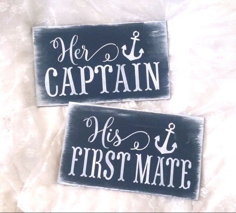 HER captain HIS first mate signs/Set of two/Wood Etsy