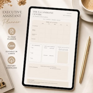 Executive Assistant Planner | Editable Canva Template (Digital Download)