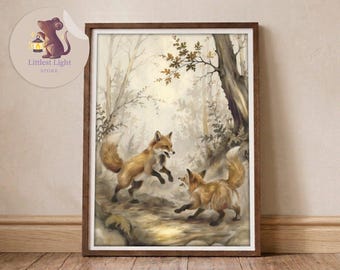 Fox Art Print, Woodland Wildlife Illustration, A3-A0 Nature Wall Decor