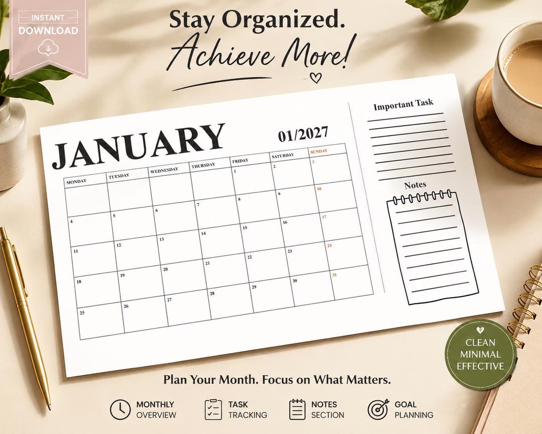 Agenda Mensuel 2027 Imprimer Calendrier Minimaliste D but agenda-mensuel-2027-imprimer-calendrier-minimaliste-d-but