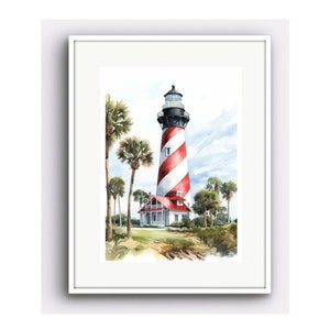 Lighthouse Watercolor Print, Coastal Wall Art, Nautical Painting,| Coastal Seaside Artwork, Watercolor Print Premium Matte Paper - Unframed