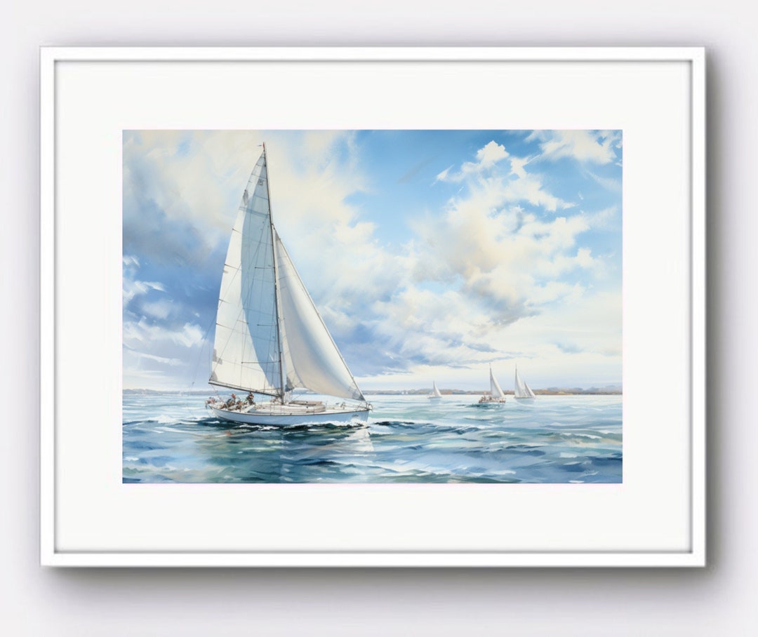 Sailboat Watercolor Print, Coastal Wall Art, Nautical Painting ...