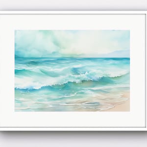 Ocean Watercolor Print, Coastal Wall Art, Abstract Watercolor | Coastal Seaside Artwork, Watercolor Print Premium Matte Paper - Unframed
