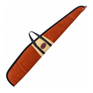 Custodia per fucile in pelle scamosciata color ruggine, per armi da 38-52 pollici, con fodera imbottita in pile, ideale come regalo per gli appassionati di caccia.